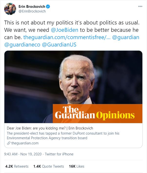 @ErinBrockovich on Twitter
